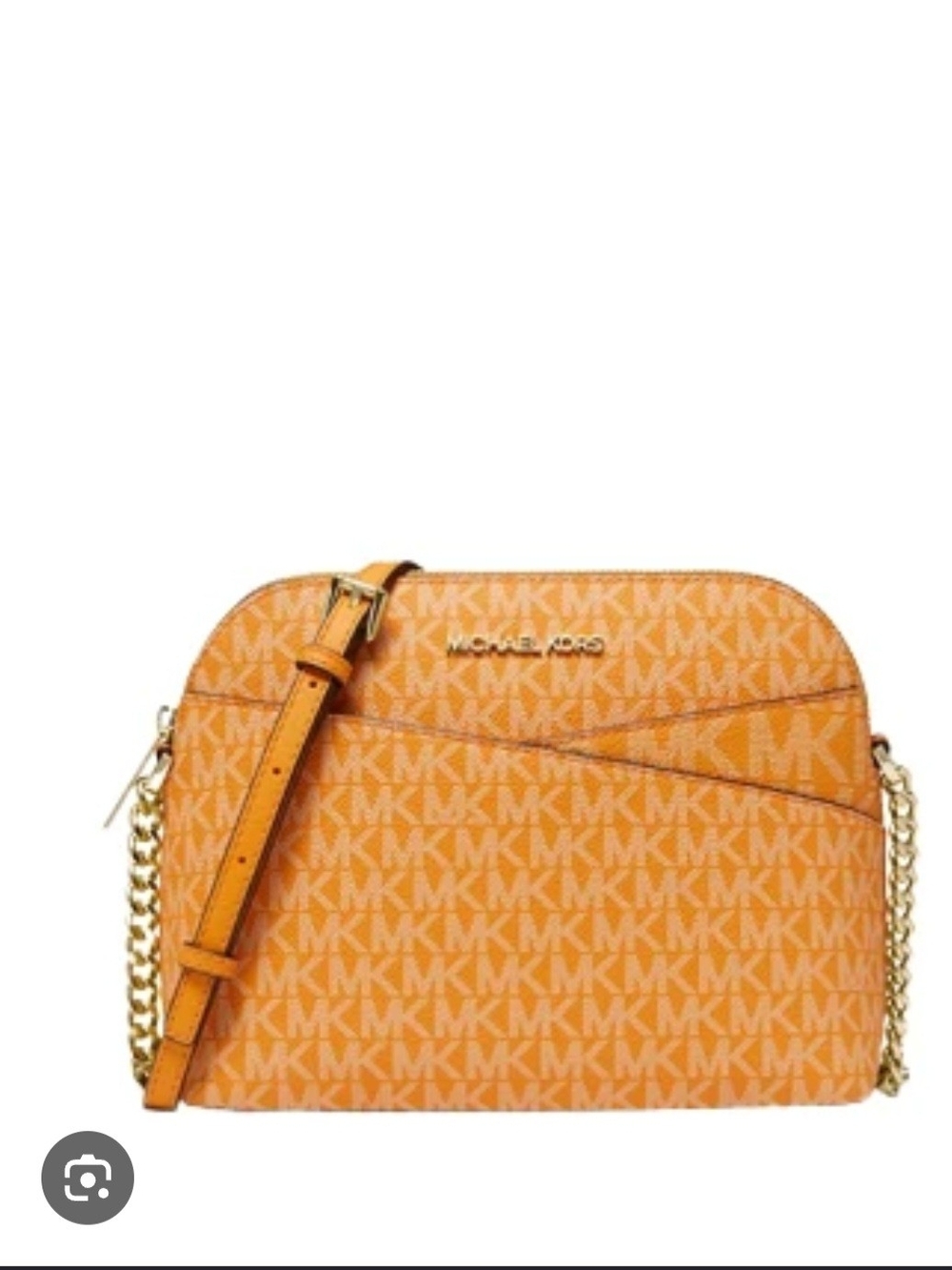 Michael Kors Orange MK Logo Crossbody with Gold Chain